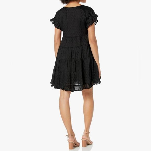 Angie Black Swiss Dot Tiered Mini Dress Size Medium - Picture 5 of 9